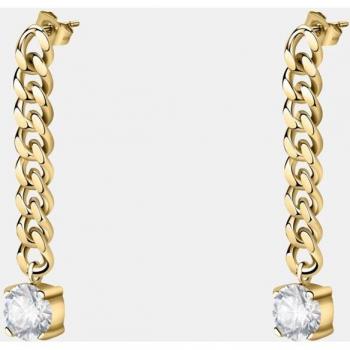 Morellato Pendientes de acero dorado y cristal blanco para mujer