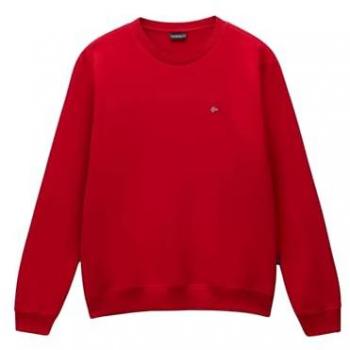 Napapijri Balis Red Embroidered Logo Cotton Sweatshirt
