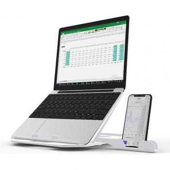Adjustable Height Folding Laptop Holder with Anti-Skid Cooling and Mobile Phone Stand