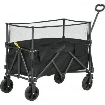 Outsunny 180L Folding Wagon Cart with Extendable Side Walls
