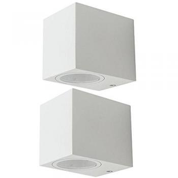 Faretto da esterno in alluminio con vetro bianco, 2x GU10, set di 2