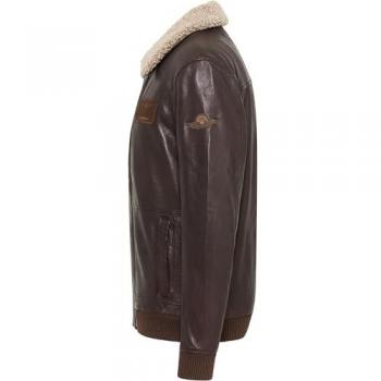 Mustang Biker Lederjacke Braun Regular Fit