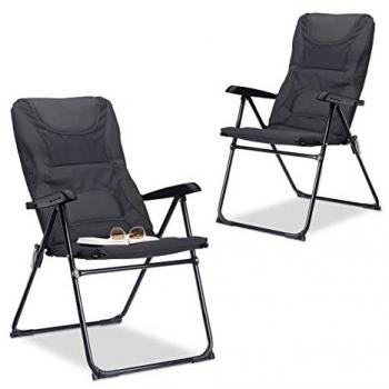 Lot de 2 Chaises de Camping Confortables, Rembourrées et Réglables, Gris