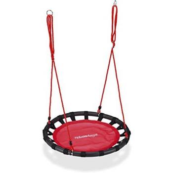 Columpio Jardín para Niños y Adultos, Nido Ajustable, 100 kg, Rojo, Ø 80 cm