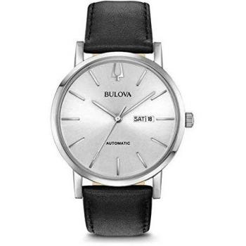 Bulova orologio uomo automatico cassa acciaio cinturino pelle 96c130