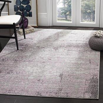Tapis d'intérieur moderne et abstrait Adirondack Gris Clair/Violet 90 x 150 cm