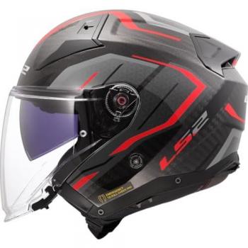 Casco Jet Carbonio Ls2 OF603 Infinity II Carbon Urus Rosso L