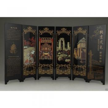 Antique Chinese Lacquer Painting Screen