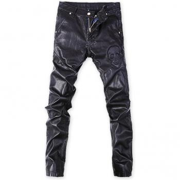 Autumn Winter Skull Design Faux Leather Pants