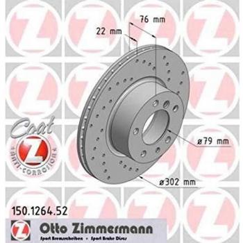Disque de frein BMW ZIMMERMANN 150.1264.52 – Série 34111159897