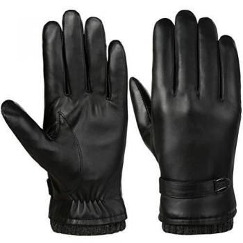 Guanti VBIGER Invernali Outdoor Uomo in Pelle Nera