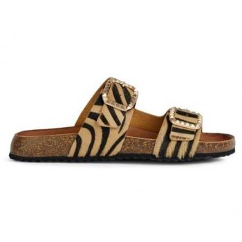 Sandalia plana Geox D New Brionia B para mujer color beige claro/negro