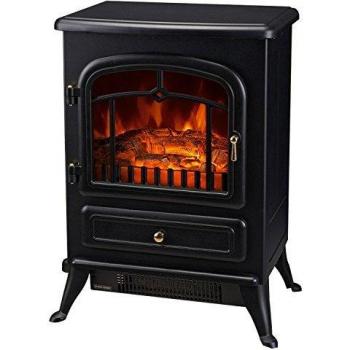 HOMCOM Poêle rétro avec thermostat 1000-2000 W Noir
