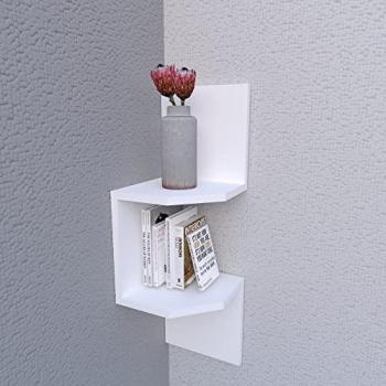 Henor Rincón Mueble de Pared 82x26x26 cm, Diseño Zig Zag, Blanco