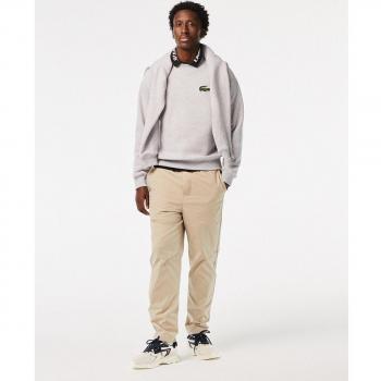 Felpa Lacoste Eco Cotone Grigio Loose Fit con Coccodrillo