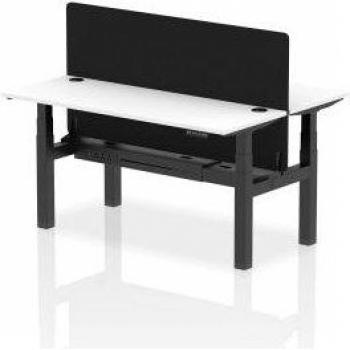 Air B2B Office Bench Desk – 1600 × 600 mm, Adjustable, 2P, CP White/Black + Screen