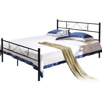 Aingoo Dual-Sized Metal Bed Frame 4’6” with Head & Footboards – Black