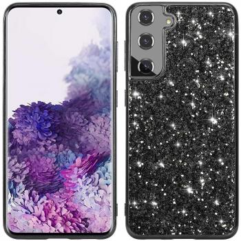 Funda Lentejuelas Brillantes con Marco TPU y Trasera de PC para Samsung Galaxy S24+ Negro