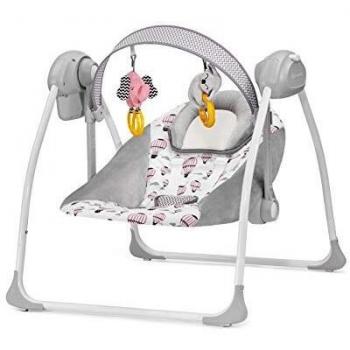 Hamaca bebé mecedora FLO de Kinderkraft, Columpio bebe, Balancin para bebés 0-9 kg, Balanceo automatico, Juguetes y mosquitera incluidos, 8 melodias