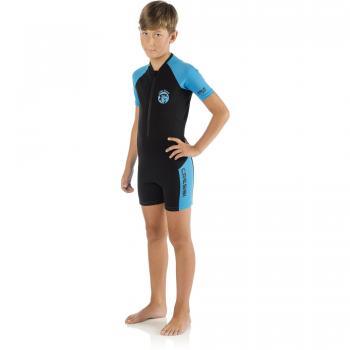 Cressi Little Shark Kids 2‑mm Kurzarm‑Neoprenanzug Schwarz/Blau