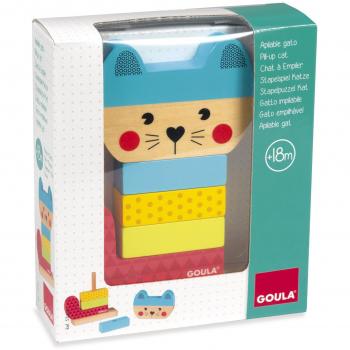 Gato apilable Goula, colores azul, rojo y amarillo