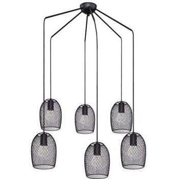 Lampadaire suspendu 6‑flammes, finition noire, idéal pour salon et table à manger