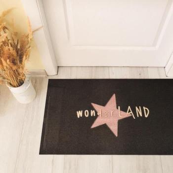 Couvre‑sol rectangulaire UNAMOURDE TAPIS – étoile noire en fibres recyclées, 45 × 75 cm