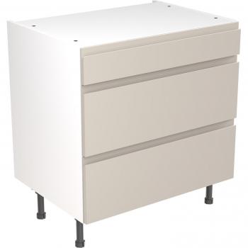 Flatpack Three Drawer Base Unit J-pull Ultra Matt Light Grey 800mm