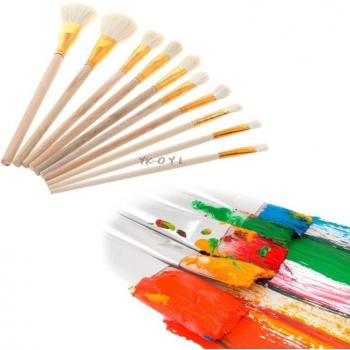 10-Piece Artist Brush Set for Oil, Acrylic, Watercolor, and Craft Projects