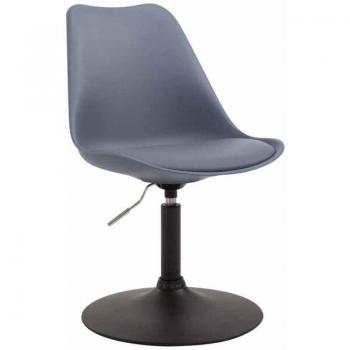 Chaise d’appoint pivotante pour salle à manger, plastique gris, pieds métalliques noirs