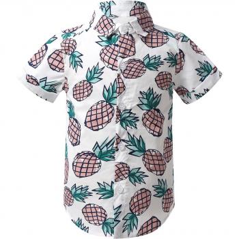 Haut été bébé garçon coton col boutonné ananas
