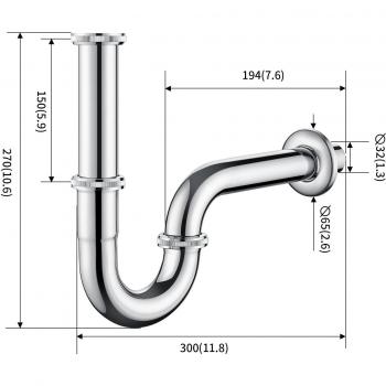 Lavabo Sifón AURALUM 32mm en Cromado, Modelo UE