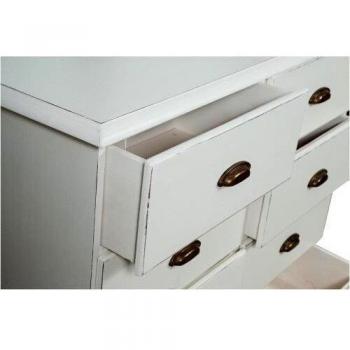 Cajonera Vintage de Madera Tilo con Acabado Blanco Antiguo 116x41x100 cm