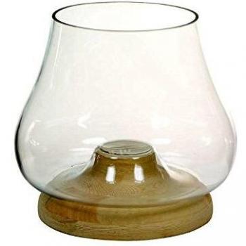 Santiago Pons Kerzenschein‑Set: Glasbehälter + Holzteile – 24 cm