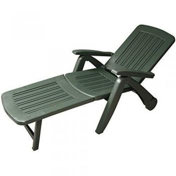 Lettino Prendisole Pieghevole Reclinabile Cancun Verde con Braccioli