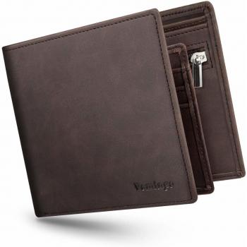 VEMINGO XB-44 Brown RFID Blocker for Men's Wallets with Clear ID Feature