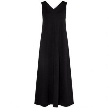 Drykorn Black A‑Line Maxi Dress (S) – Acetat Ribbed Detail