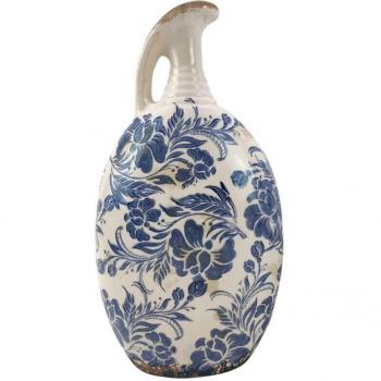 Pote Decorado Azul con Motivo Florado 8x18x33cm