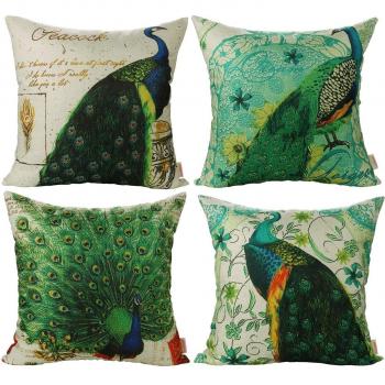 Classic Peacock Linen Cushion Collection