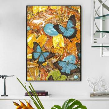 Peinture Cadrée 5D – Papillon Cross Stitch, Paysage Coloré