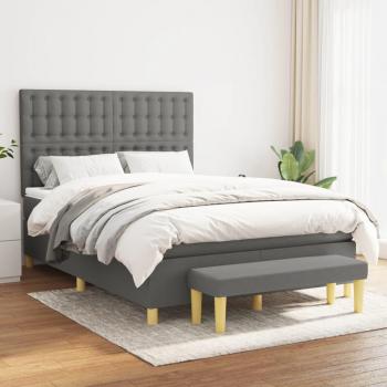 Ensemble lit double moderne en tissu, gris foncé, 140x190 cm