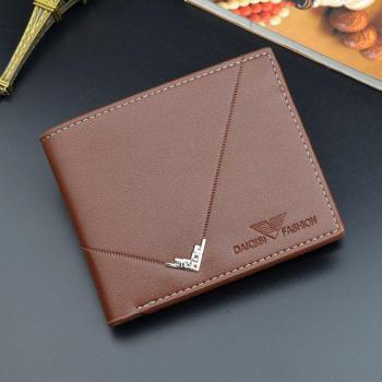 Cartera de Cuero para Hombre Retro, Ultra Delgada, 3 Ranuras para Tarjeta, Cierre de Cremallera Lateral