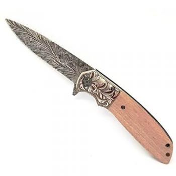Navaja con mango de madera impresa y hoja de acero inox de 8.5 cm de Albainox