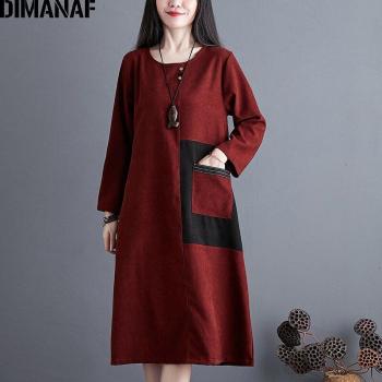 DIMANAF Stilvolles Plus-Size Kleid für den Winter