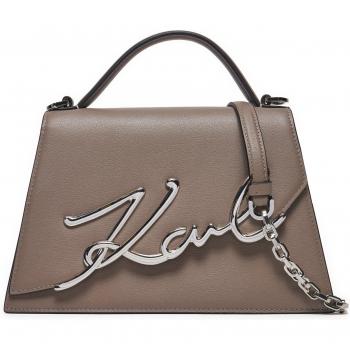 Cuir Karl Lagerfeld sac bandoulière beige K Signature