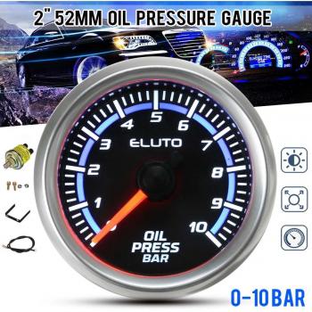Jauge de pression d'huile 52mm 12V 0-10 Bar affichage LED bleu