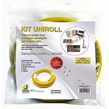 Kit Tuyau Gaz 4 m Norme 15266 Acier Inox avec Raccords