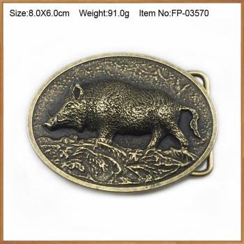Hebilla de Cinturón de Aleación de Zinc con Jabalí, Retro, 4 cm, FP-03570