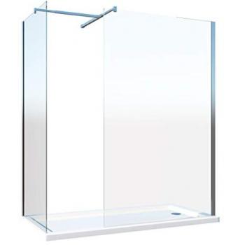 Reversible Walk-in-Duschabtrennung von Giorgy mit T-förmiger Stützkonstruktion, Sicherheitsglas (8mm), Maße: 68-70 x 118-120 cm