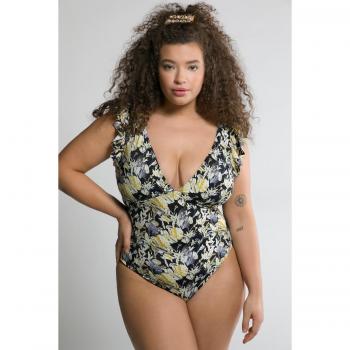 Plus Size Black Leaf Swimsuit for Women, Size 22, Synthetic Fibers/Spandex